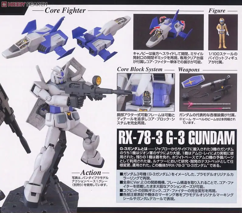 Bandai Gundam 1/100 MG RX 78 3 G GUNDAM VER.2.0 мобильный костюм сборные модельные комплекты фигурки