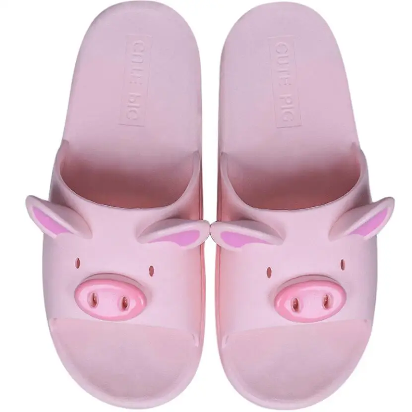 

Cartoon Pig Home Slippers Women/ Men 36-45 Size Cute Animal Slippers Unisex Non-slip Bathroom Slippers Mujer Summer