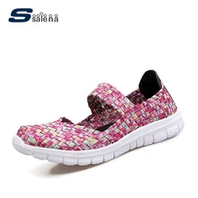 Женские лоферы; дышащая женская повседневная обувь; модная Ультралегкая тканая обувь ручной работы; B2677