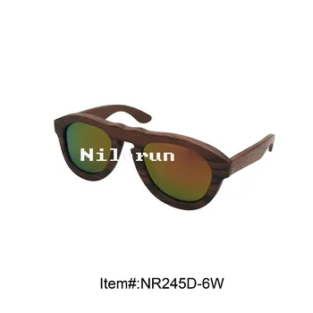 

luxury oval shape UV400 orange polarized lens ebony wood sunglasses