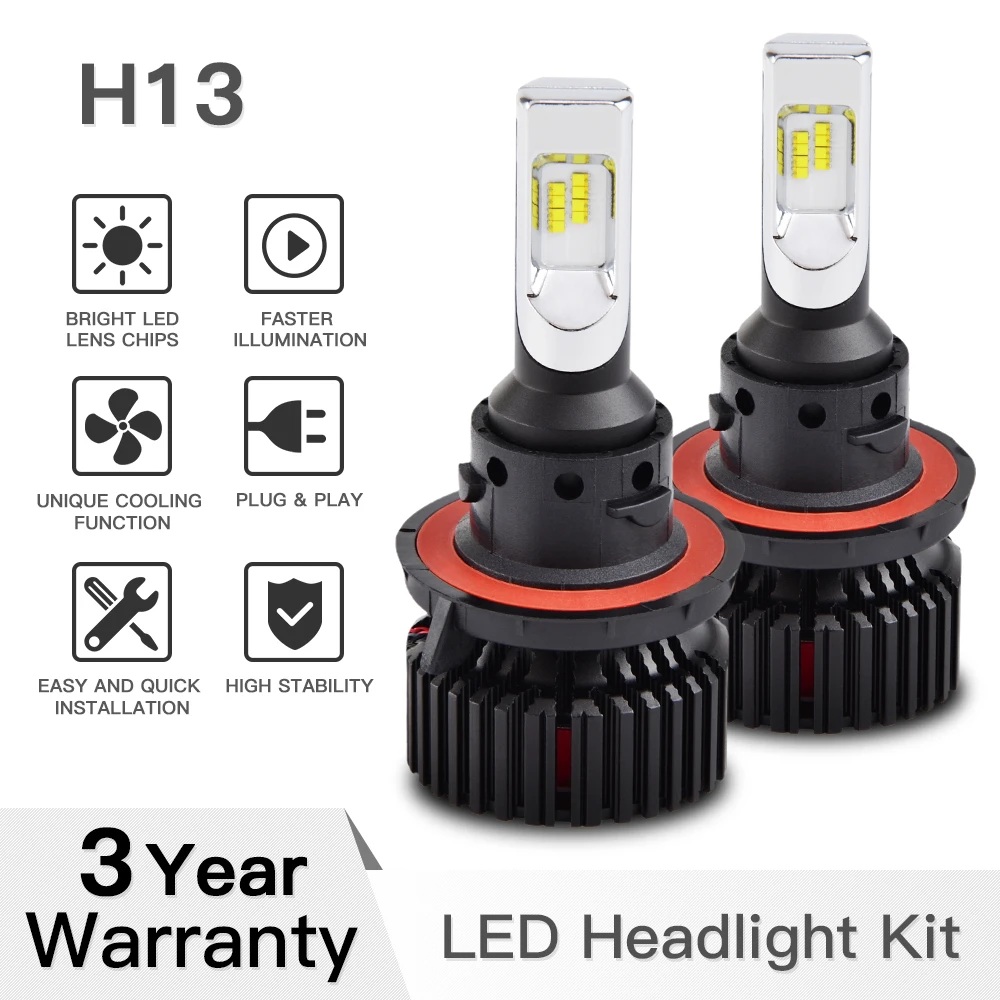 

H2CNC H13 Canbus Car Headlight LED Auto Bulbs For Chevrolet Camaro 2010 2011 2012 2013 2014 2015 6500K DC 9-36V Error Free