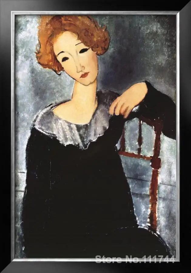 

Girl paintings modern art Woman with Red Hair Amedeo Modigliani canvas High quality Hand painted