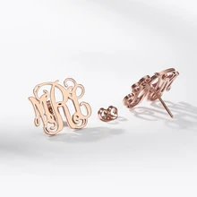 Пользовательские монограмма, инициалы серьги-гвоздики silverv серьги-гвоздики персонализированные имя Мода ювелирные изделия из нержавеющей стали mujer moda