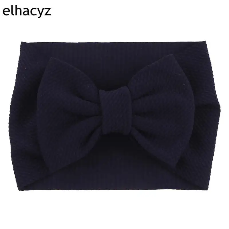 New Arrival Turban Popular 5'' Big Hair Bow Headband For Girls Headwrap Textured Fabric Elastic Kids DIY Hair Accessories - Цвет: 15