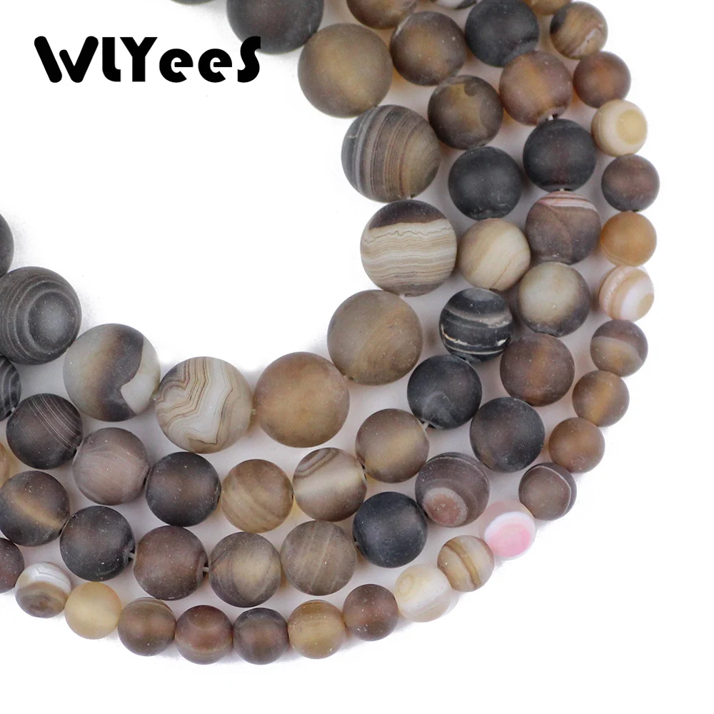 

WLYee Black Matte Stripe carnelian beads Natural Stone 6 8 10 mm Round ball Loose bead for jewelry Accessory Bracelet Making DIY