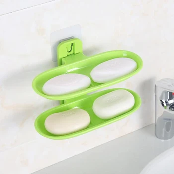 

Creative Double Layer Non-trace Paste Soap Box Bathroom Powerful Sucker Wall Hanging Organizer