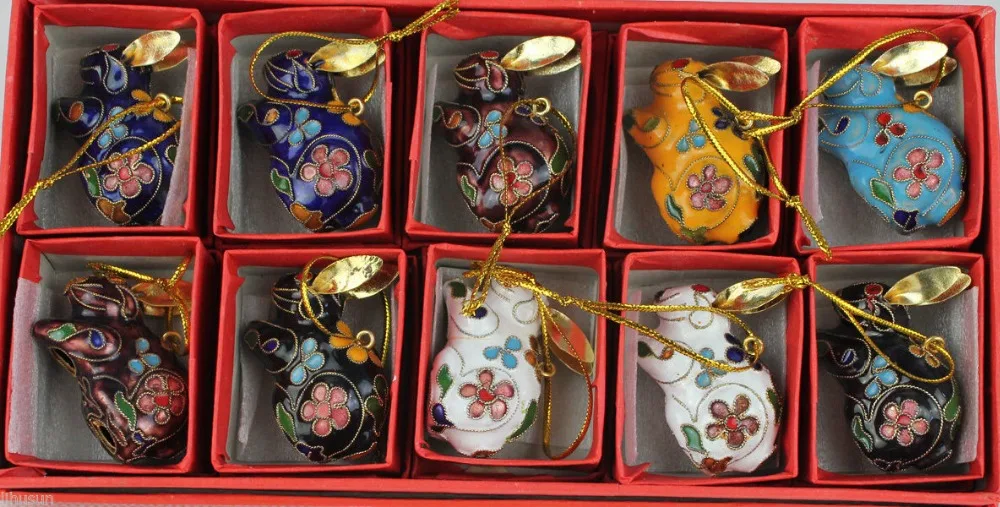 10pcs Cute Chinese Handmade Cloisonne Enamel/ rabbit key chain and Ornaments charm | Украшения и аксессуары