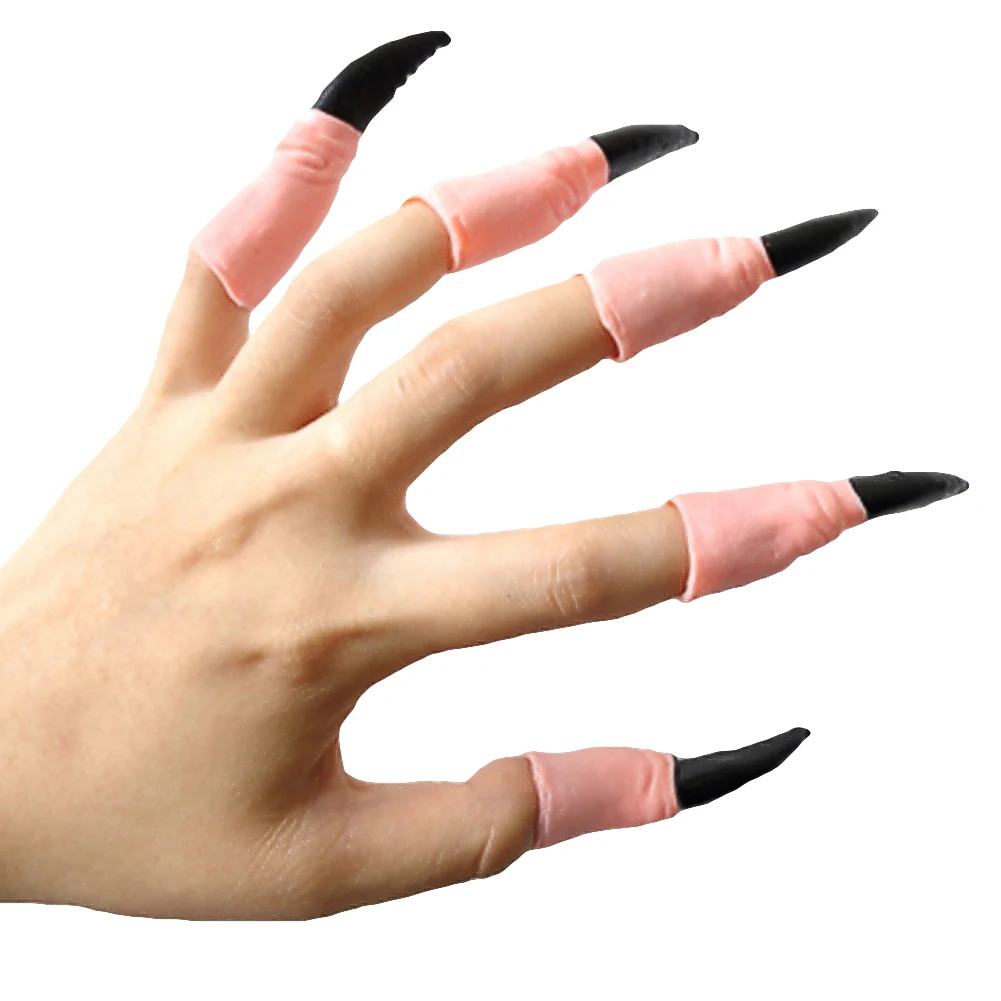 Frankenstein Witch Occult Nails Fake False Stick Halloween Fancy Dress Accessory