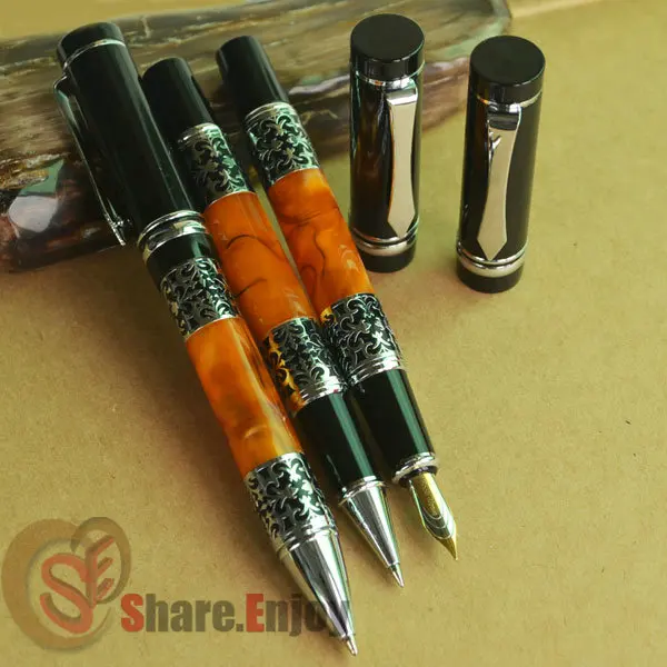 

3 PCS BOOKWORM 675 ORANGE M NIB FOUNTAIN PEN ROLLER BALL PEN FREE SHIPPING