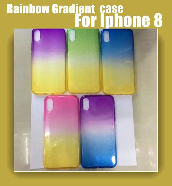 1mm thickness rainbow Gradient TPU soft case for Iphone X multi color