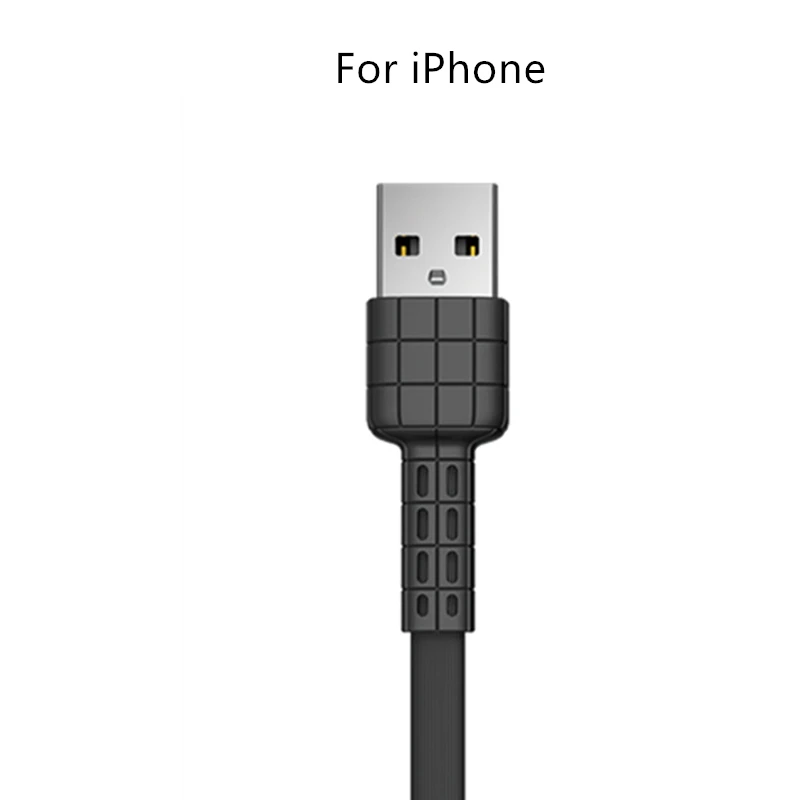 Remax USB кабель для передачи данных плоский металлический кабель для зарядки 2.4A прочный кабель для быстрой зарядки для xiaomi samsung для iPhone 6 6 S 7 8 iPhone x - Цвет: black for iphone