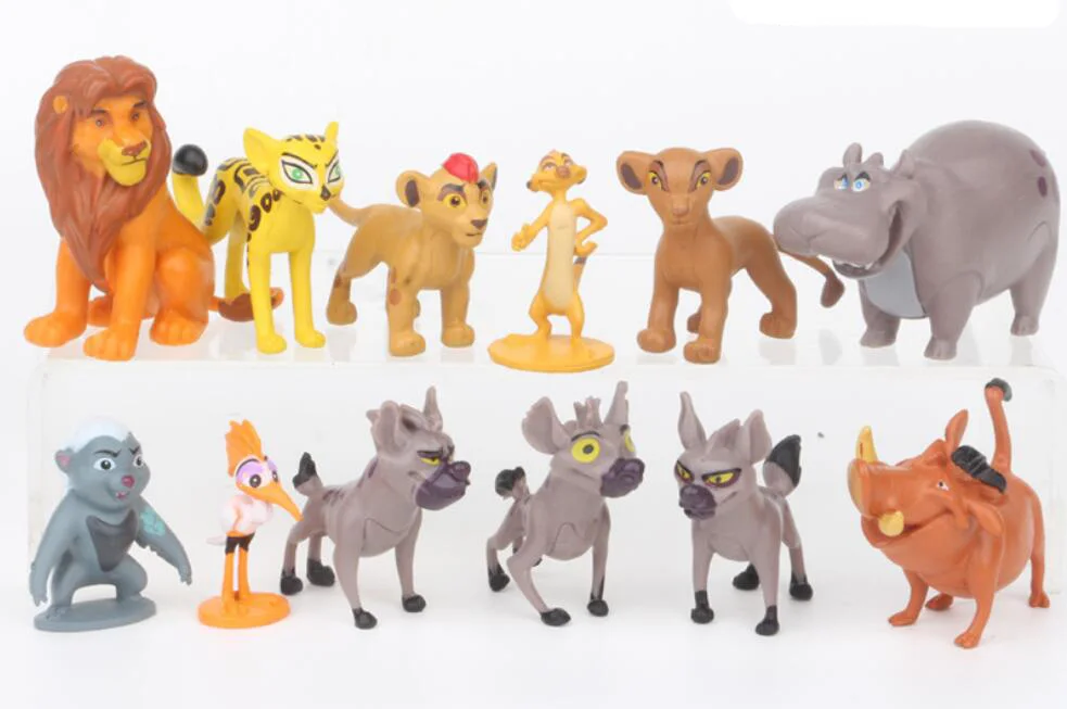 1 набор, Король Лев, фигурка, игрушки, Simba Mufasa Sarabi Taka/Scar Zazu Pumbaa Hyenas, Король Лев, фигурки тортов, детские игрушки - Цвет: 12PCS Set