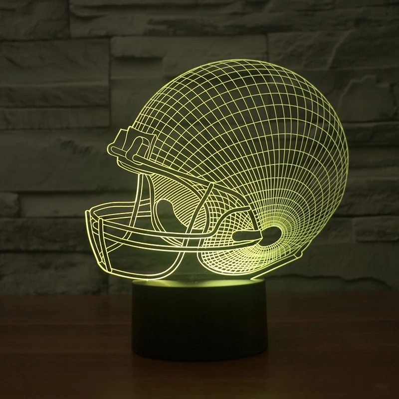 Оптические иллюзии led лампа Американский Футбол шлем в форме 3D ночник 7 видов цветов сенсорное управление в качестве декора или подарок