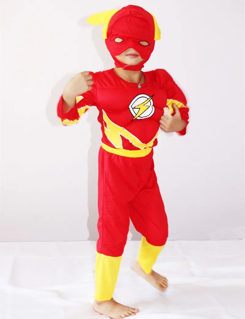

3-7Years Boy The Flash Muscle Costume Halloween Costume For Kids Blitzmann/Barry Allen Cosplay Shirt+Pants+Mask Set S-XXL