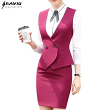 Деловой жилет для собеседования, костюмы с юбкой, набор для женщин, мода, формальный тонкий жилет и юбка, Офисная Женская одежда размера плюс, Рабочая форма