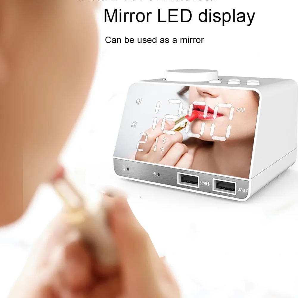 

LED Alarm Clock FM Radio Wireless Bluetooth Speaker Player with USB Fast Charge Port New Arrival