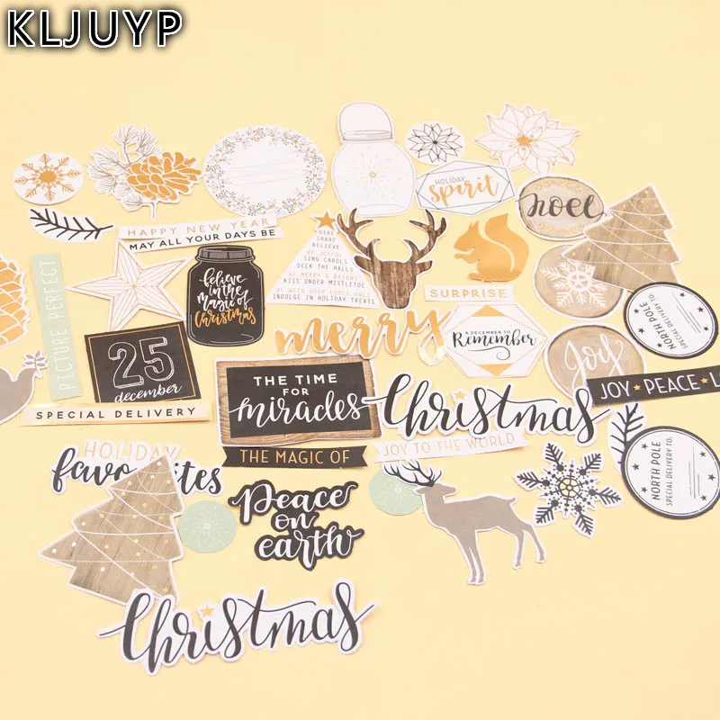 

KLJUYP 116pcs Christmas Decoration Cardstock Die Cuts for Scrapbooking Happy Planner/Card Making/Journaling Project