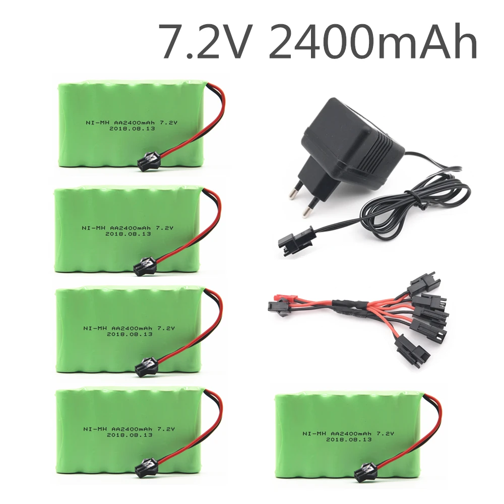 7,2 v 2400 mah AA Ni-MH аккумулятор с зарядным устройством большой емкости электрический игрушечный аккумулятор дистанционный автомобиль корабль Робот Перезаряжаемые 7,2 v 2400 mah