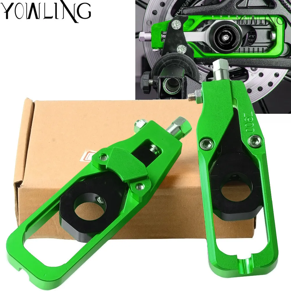 

Motorcycle Z900 CNC Adjustable Aluminum Chain Tensioner Bolt Motocross Catena with Spool for kawasaki Z900 2017 2018