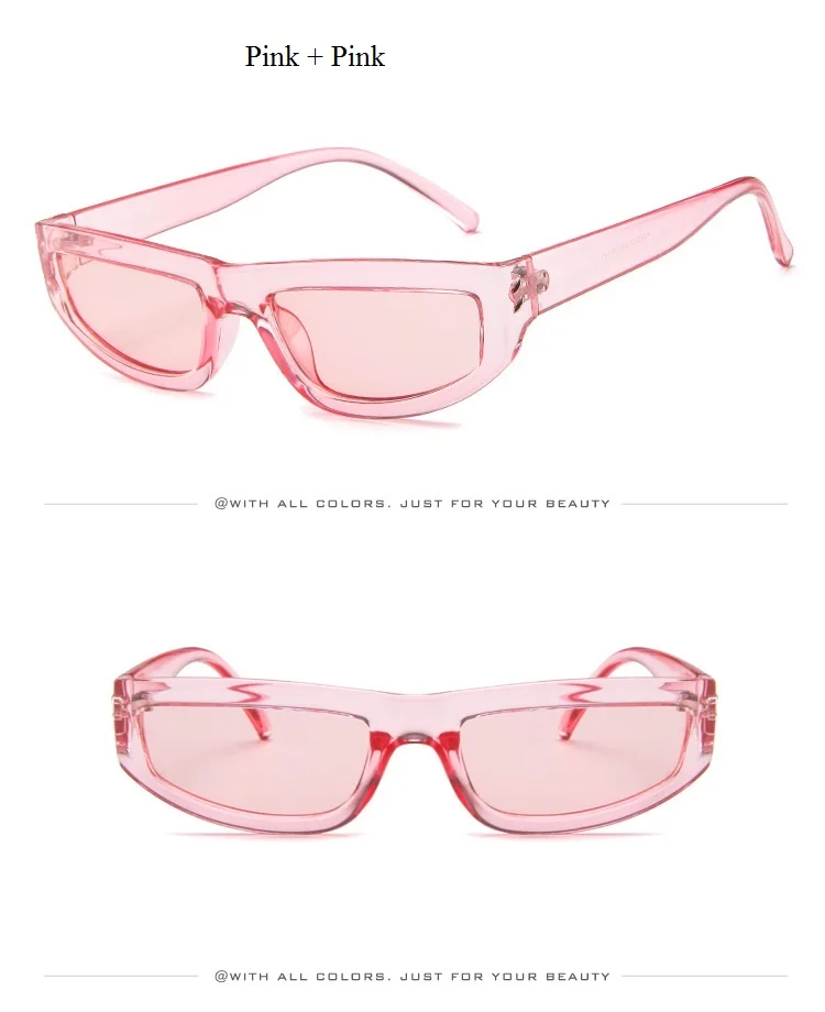 Подиумные Квадратные Солнцезащитные очки трендовые винтажные женские очки мужские металлические петли овальные заклепки очки черные белые розовые дешевые очки - Цвет линз: Pink Pink