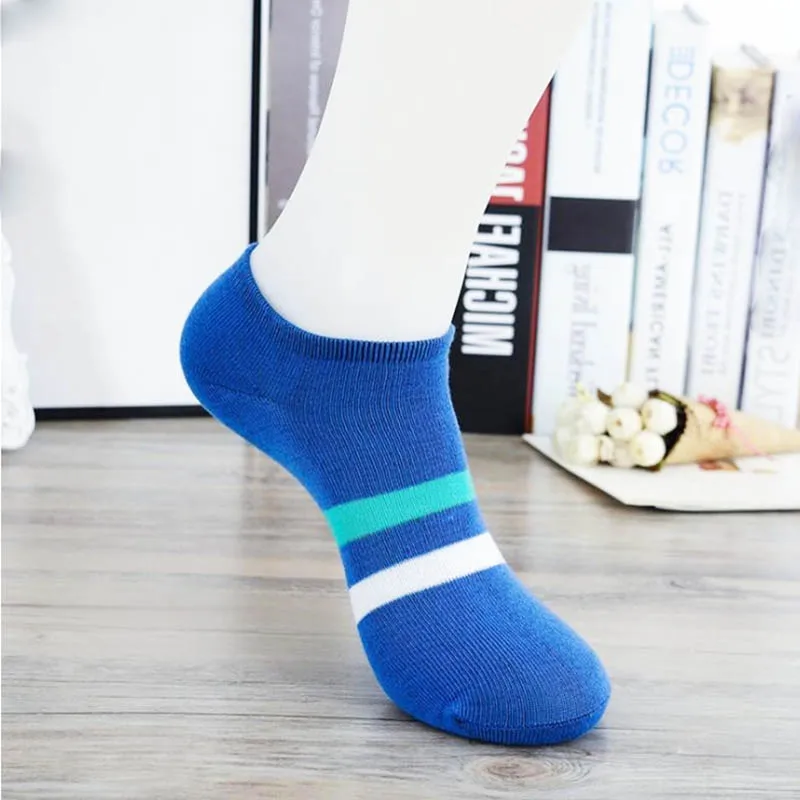 

Hot 1Pair 2018 New Women Male Short Socks Casual Breathable Ankle Striped Men Sock