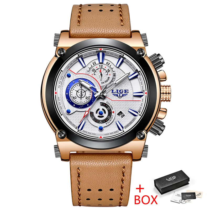 

Mens Watches LIGETop Brand Luxury Quartz Gold Watch Men Casual Leather Military Waterproof Sport Wrist Watch Relogio Masculino