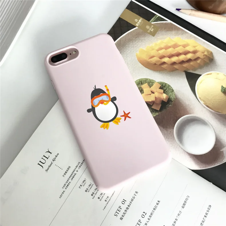 Симпатичные Сноркелинг Пингвин с морской звездой Силиконовые ТПУ чехлы для iphone 6 6 S 7 8 Plus 5s SE конфеты мягкий чехол для iphone X XR XS MAX