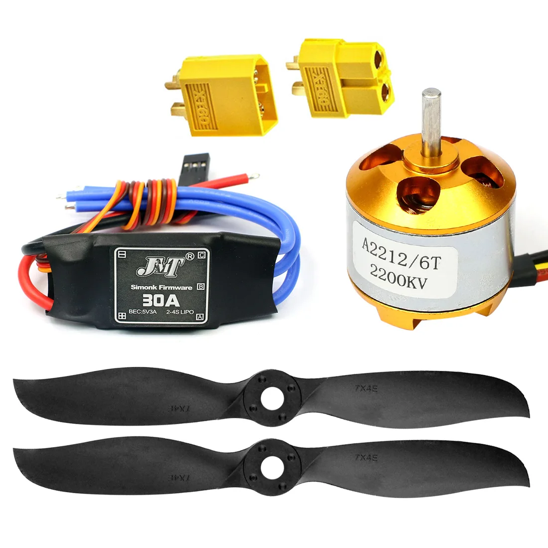 

Fixed Wings Helicopters High Efficiency Parts : 7*4E 7040 Propeller Paddle & Brushless 2200KV A2212 Motor & Simonk 30A ESC