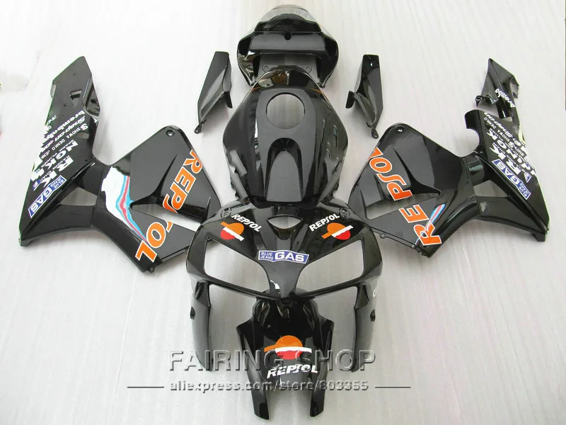 Наклейка REPSOL Обтекатели для Honda CBR 600 RR 2006 2005(черный оранжевый) CBR600RR 05 06 Инжекционный обтекатель антиблокировочной системы комплект l83