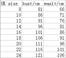 rockabilly dress size chart