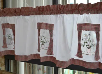 

Cotton embroidered window curtain for kitchen short flower curtains for kitchen room blinds drapes cafe curtains modern