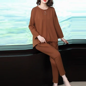 

Plus Size 5xl Autumn New Two Piece Set Top And Pants Casual Thin Conjunto Feminino Fashion Generous Ensemble Femme Survetement