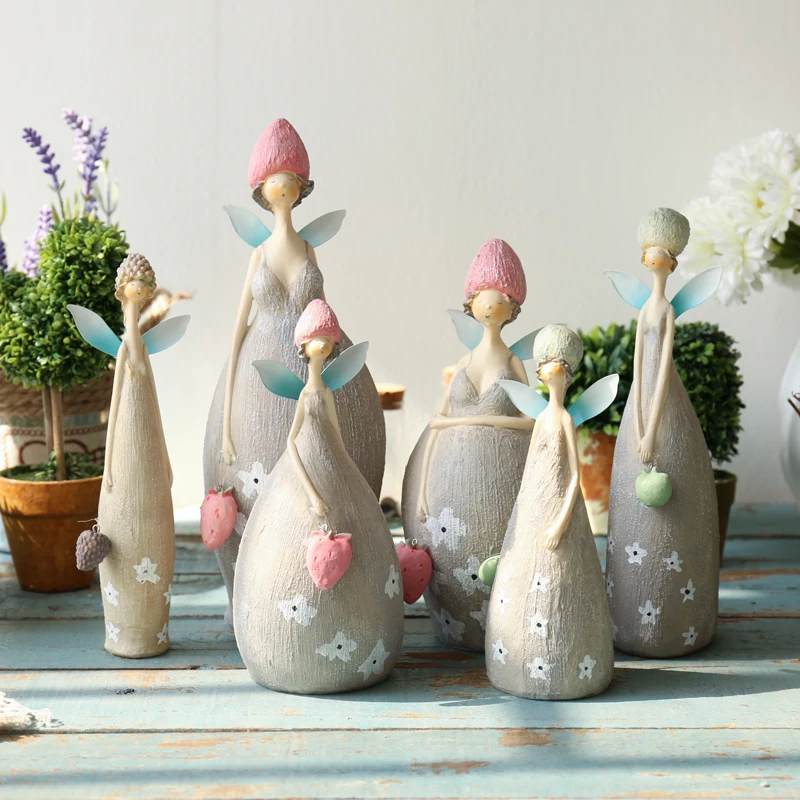 

Pastoral Style Resin Elf Figurines small ornament European TV ark Children room Home Decoration