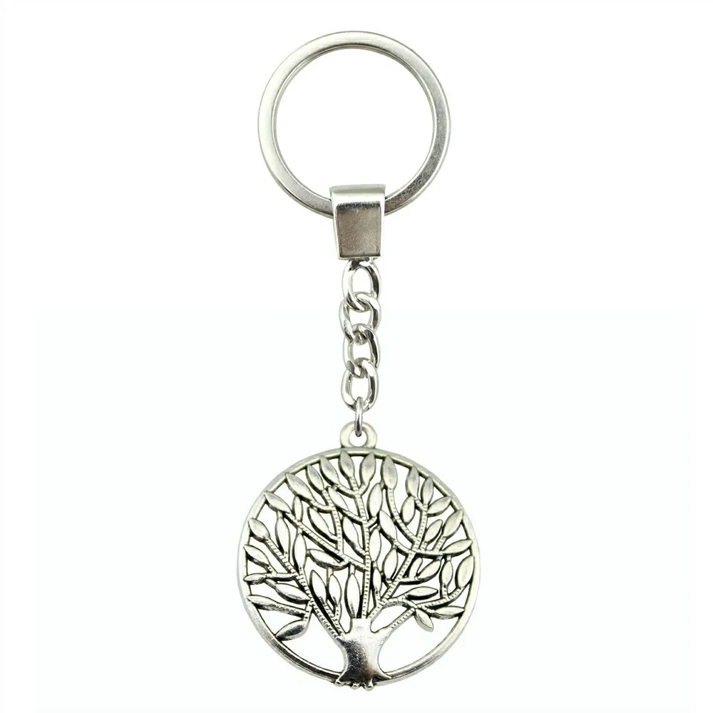 

Fashion Key Ring Metal Key Chain Keychain Jewelry Gift 2 Colors Antique Bronze Antique Silver Plated Tree 42x37mm Pendant