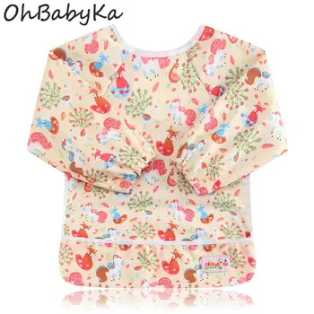 

Ohbabyka Unicorn Baby Bib Waterproof Girl Bib Long Sleeve Clothes For Lunch Bebe Bib Babador Baby Slabbers Feeding Bibs