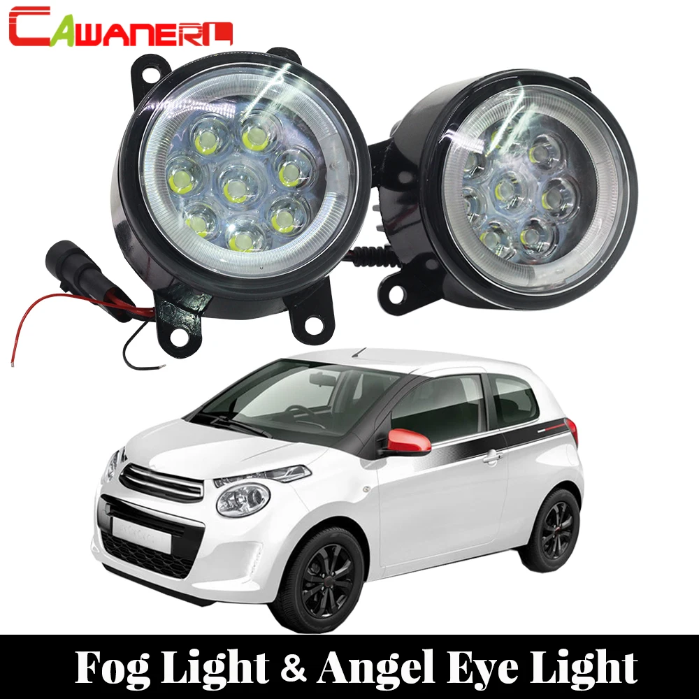 Cawanerl For Citroen C1 (PM_, PN_) Hatchback 2005 Onwards Car LED Lamp Fog Light Angel Eye DRL