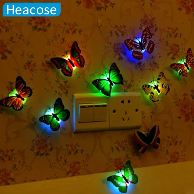 colorful butterfly wall decals butterfly led lights wall stickers 3d