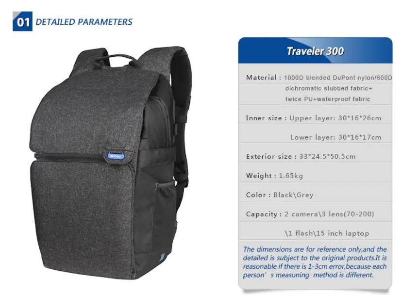 Benro Traveller 200 Camera Backpack Grey 