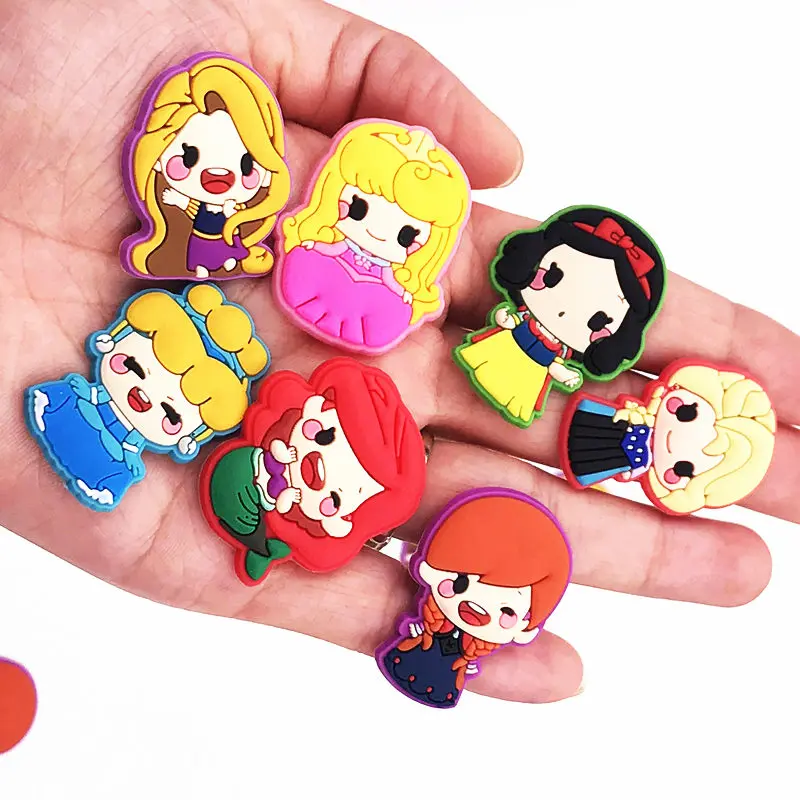 

1 Set Cartoon Princess Mermaid PVC Flat Back Accessories DIY Gadgets Fit Bracelets Shoe Charms Hair clips Badge phone case