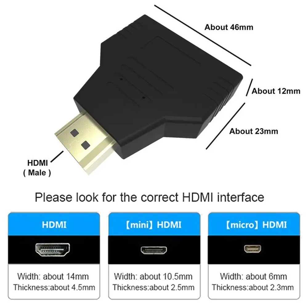 1080p 1 в 2 Переходник HDMI разветвитель папа-2 Женский Onversion Head Adapter