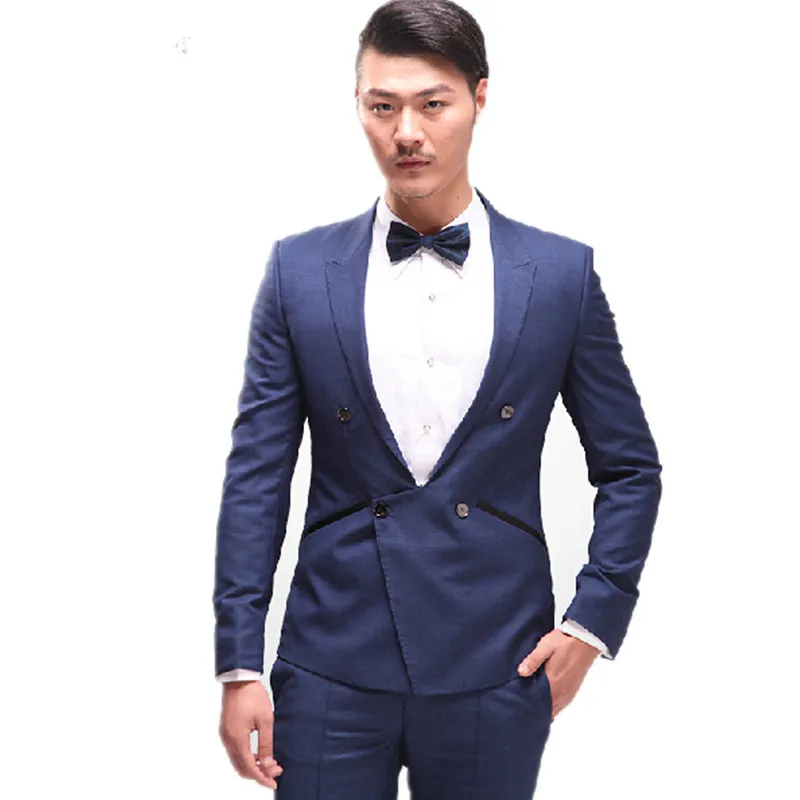 

High qulity mens suits fashion two-piece slim mens wedding suits handsome fashion groom wedding suits(jacket+pants)