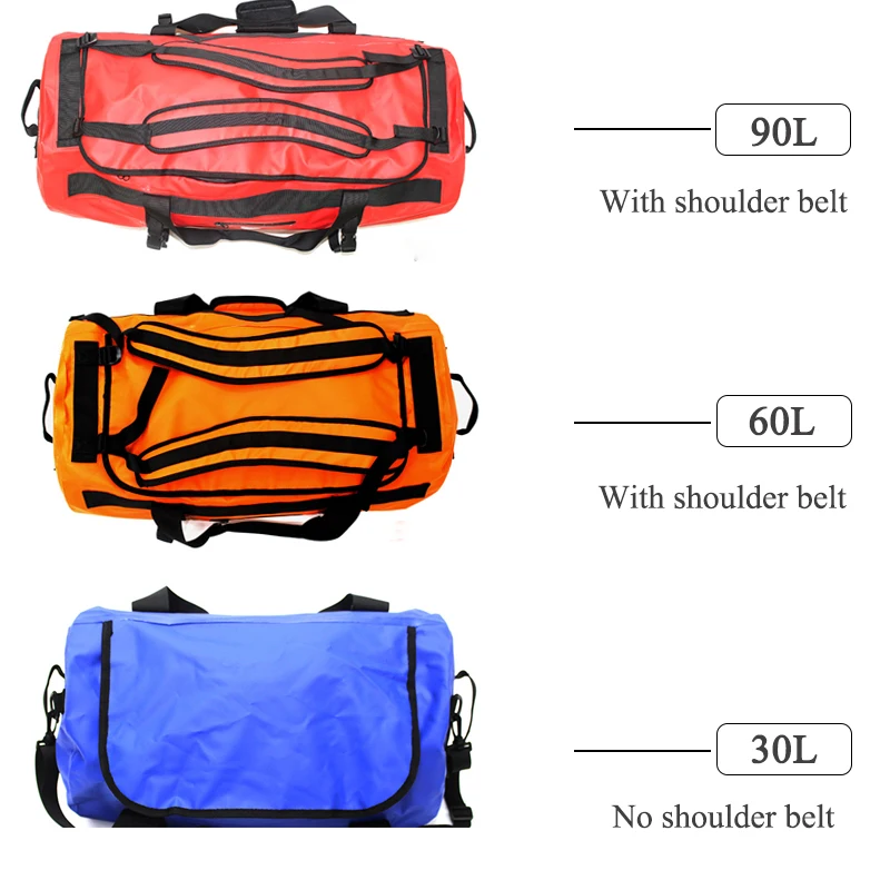 30/60/90L sac imperméable extérieur de PVC sac de stockage de sac sec pour le Rafting canoë canotage kayak rivière Trekking natation sac de voyage - 5
