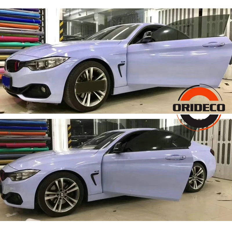 

5x67ft Misty Blue Glossy Crystal Vinyl Wrap Car Sticker Vehicle Autos Motorbike Gloss Wrapping Foil With Air Release 2019 New