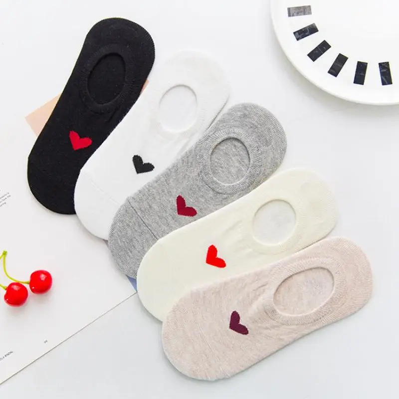 

IOLPR 5pairs summer Korean Non-slip Invisible Socks Women Casual Breathable Cartoon Cotton socks Elastic Boat Socks Short