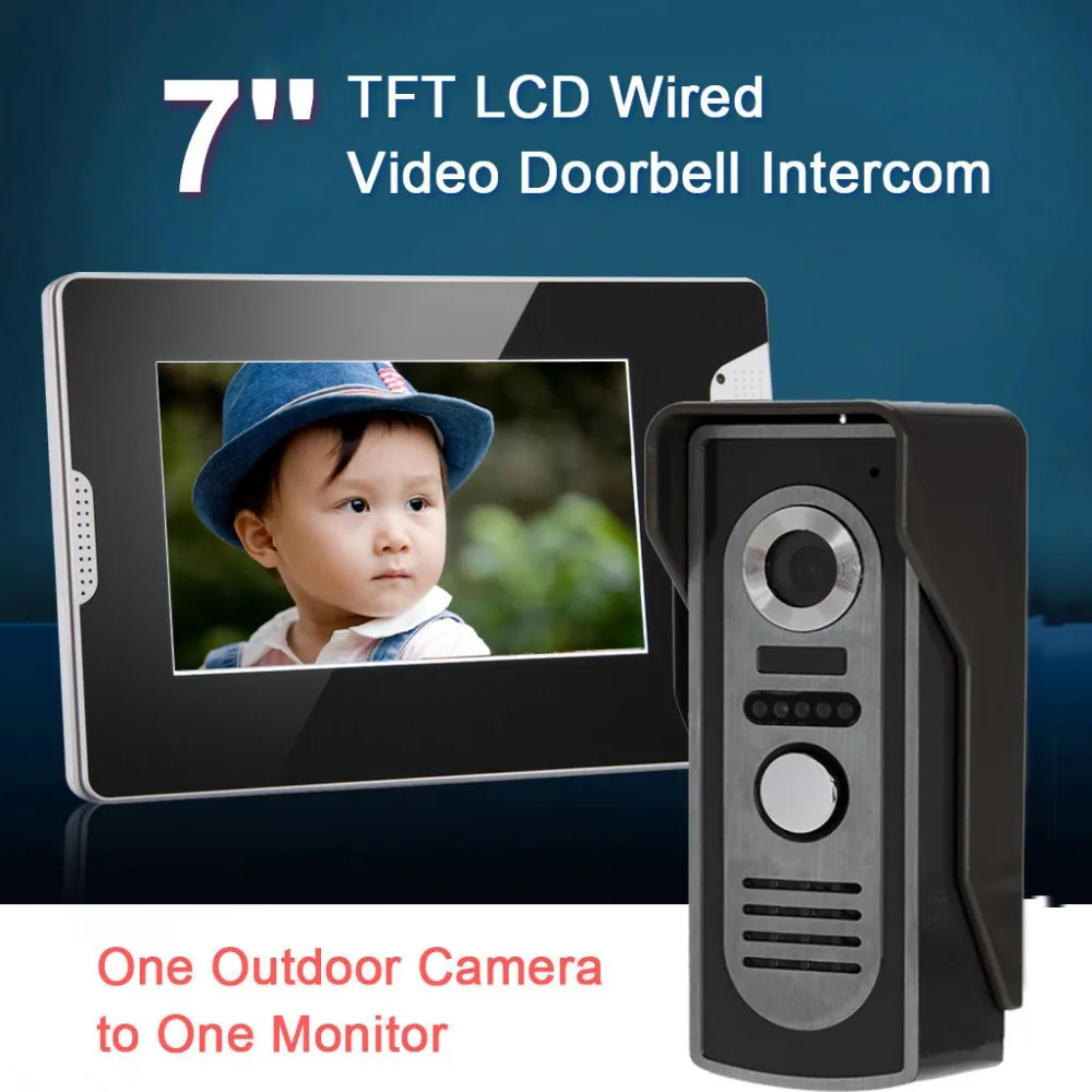 

7 inch LCD Screen Video Door Phone Intercom Kit Outdoor Doorbell Camera