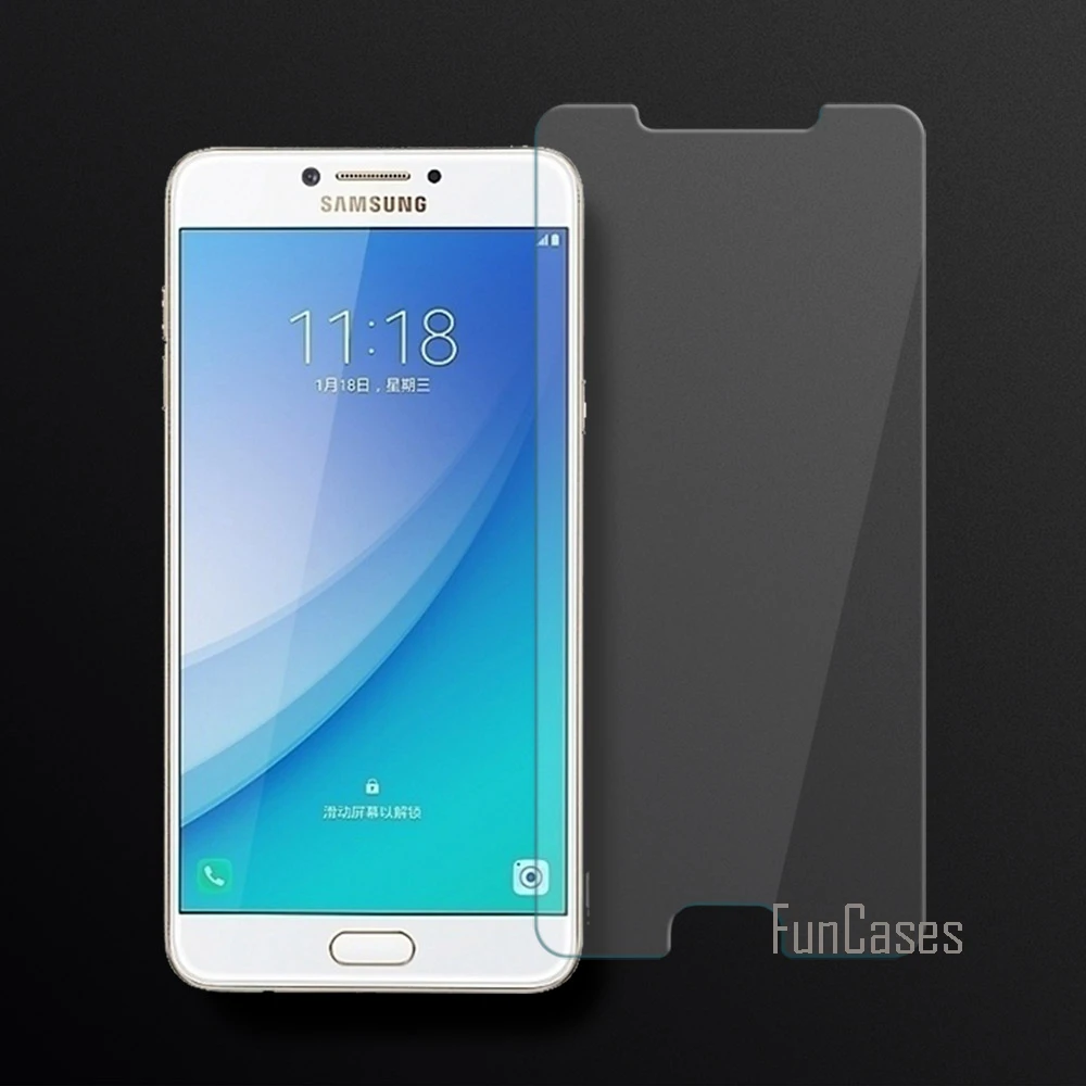 Full Cover Tempered Glass For Samsung Galaxy C7 Pro Screen Protector Film 2.5D Curved Edge HD | Мобильные телефоны и