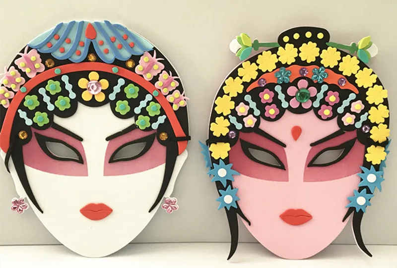 Happyxuan, 4 шт., Китайская традиционная Пекинская опера, маска EVA, стикер, детский набор для рукоделия, сделай сам, креативные игрушки для детского сада, Новинка