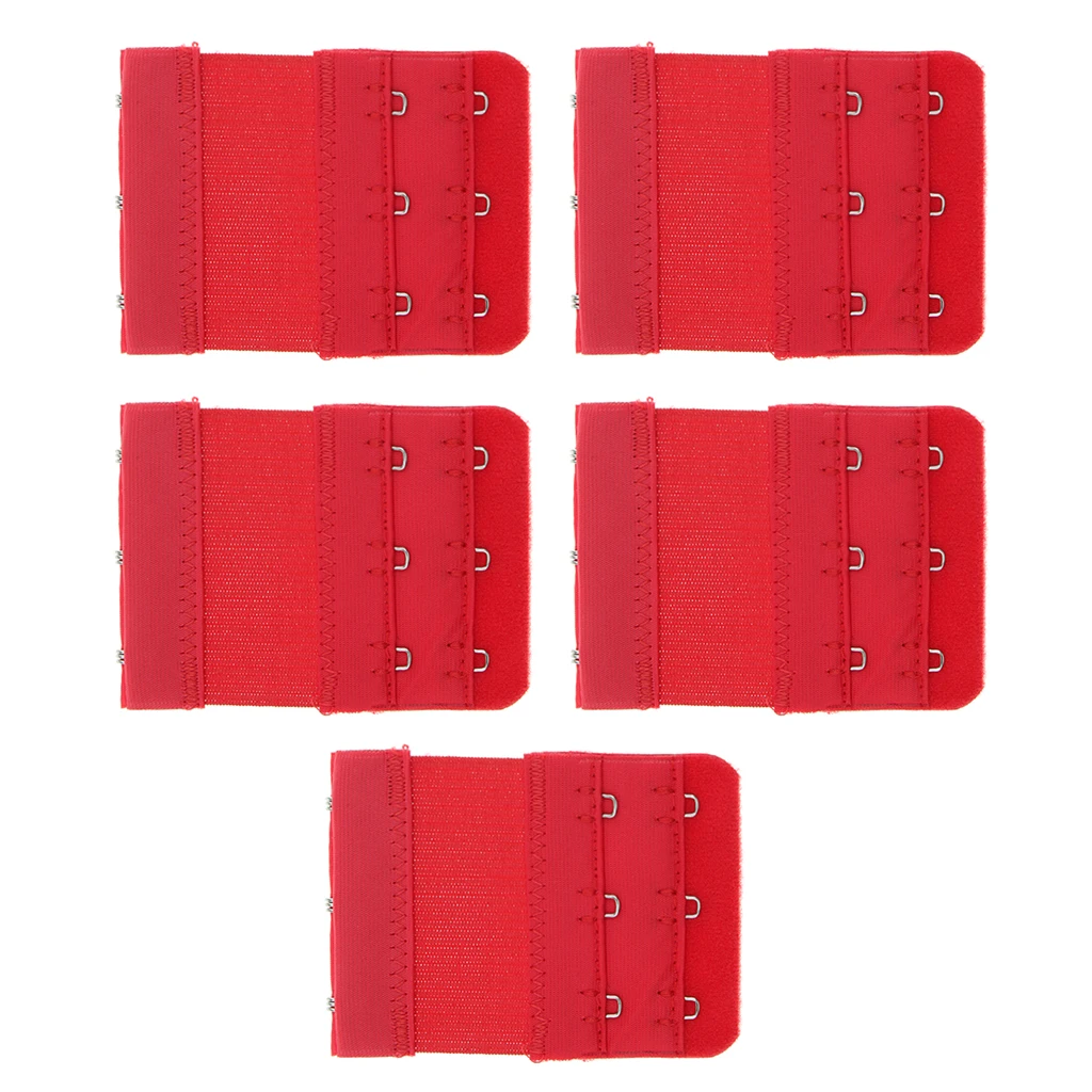 5pcs Adjustable Elastic Bra Extender Strap 3Hook 2Row Bra Extension Replacement Elastic Underwear Extension Clothing Accessories