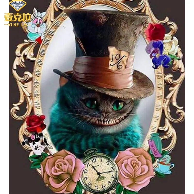 

YIKELA Full Square Diy Diamond Painting Strange cat Diamond Embroidery Cross Stitch Rhinestone Painting Home Decor Gifts