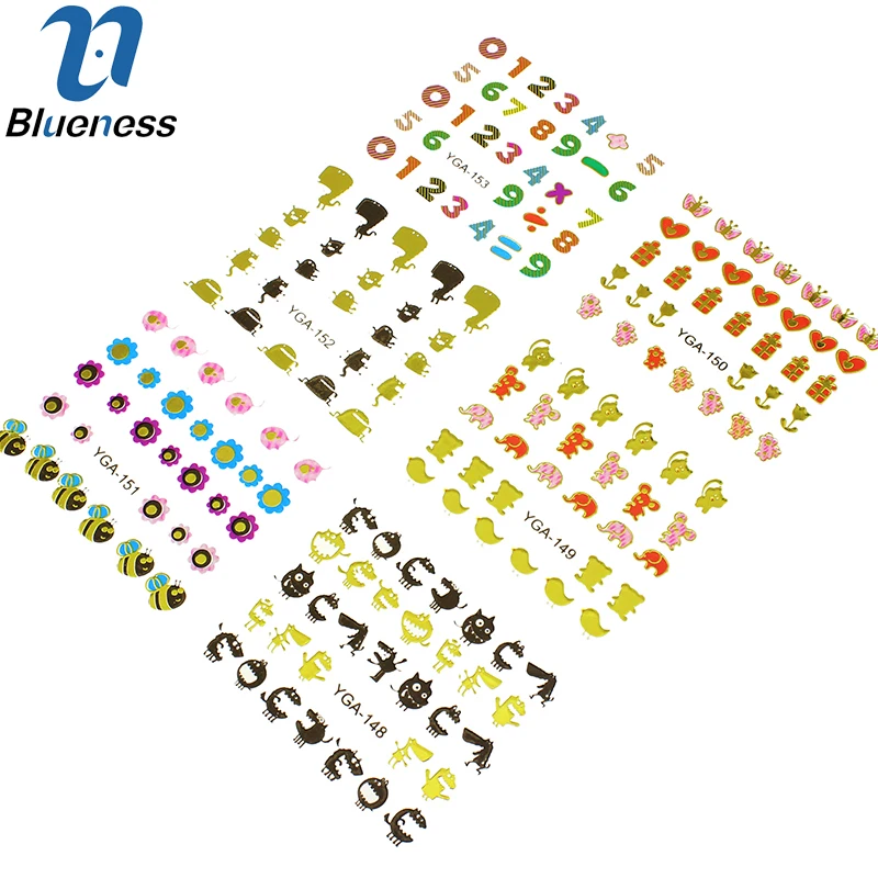 

24 Sheet/Lot Flower Bee Number Monster Etc. Cartoon Pattern Nail Art Stickers Bronzing 24 Design Manicure Accessories JH282